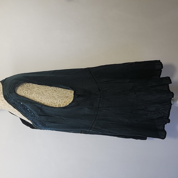 Greater Good Network Women's Hunter Green Sequin Beaded Crinkle Fabric Top 3XL - Picture 8 of 14